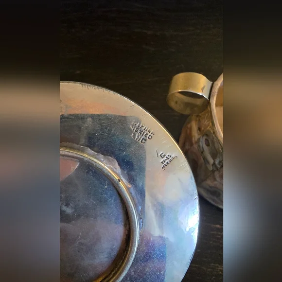Vintage Mexican Silver And Abalone Cream And Sugar Taxco Inspired - Picture 4 of 6